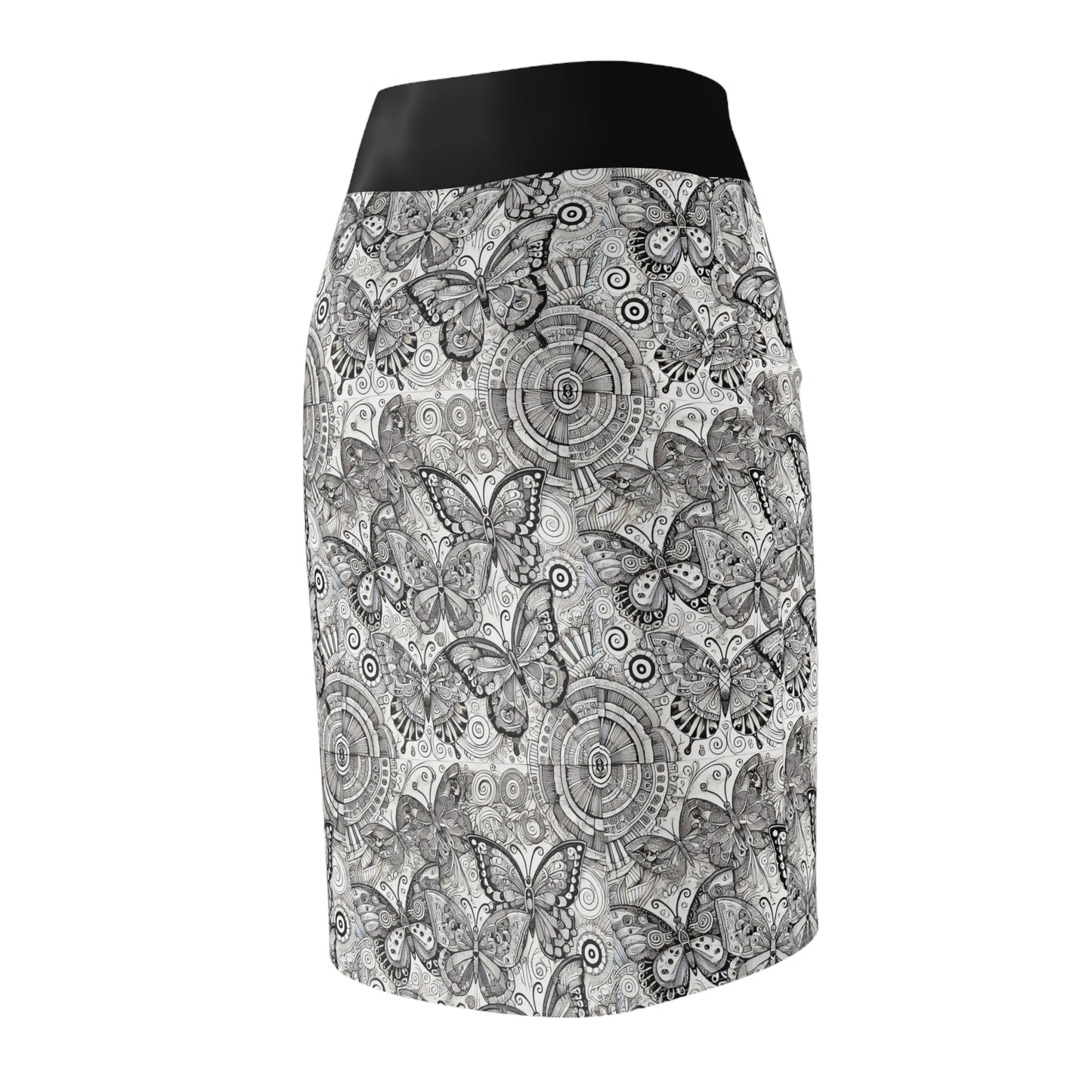 Butterfly Print Women's Pencil Skirt - Elegant & Chic