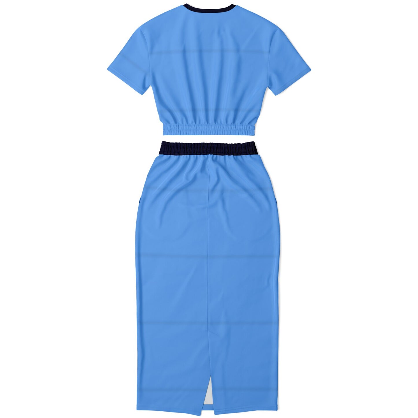 Fashion Cropped Short Sleeve Sweatshirt and Long Pocket Skirt Set