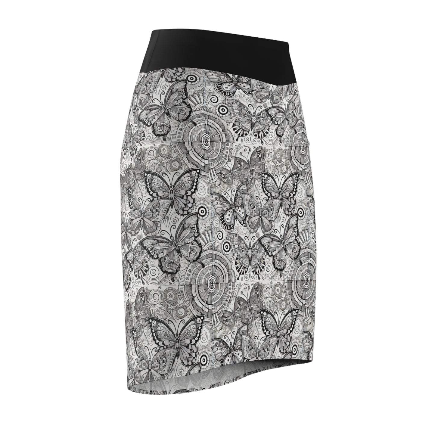 Butterfly Print Women's Pencil Skirt - Elegant & Chic