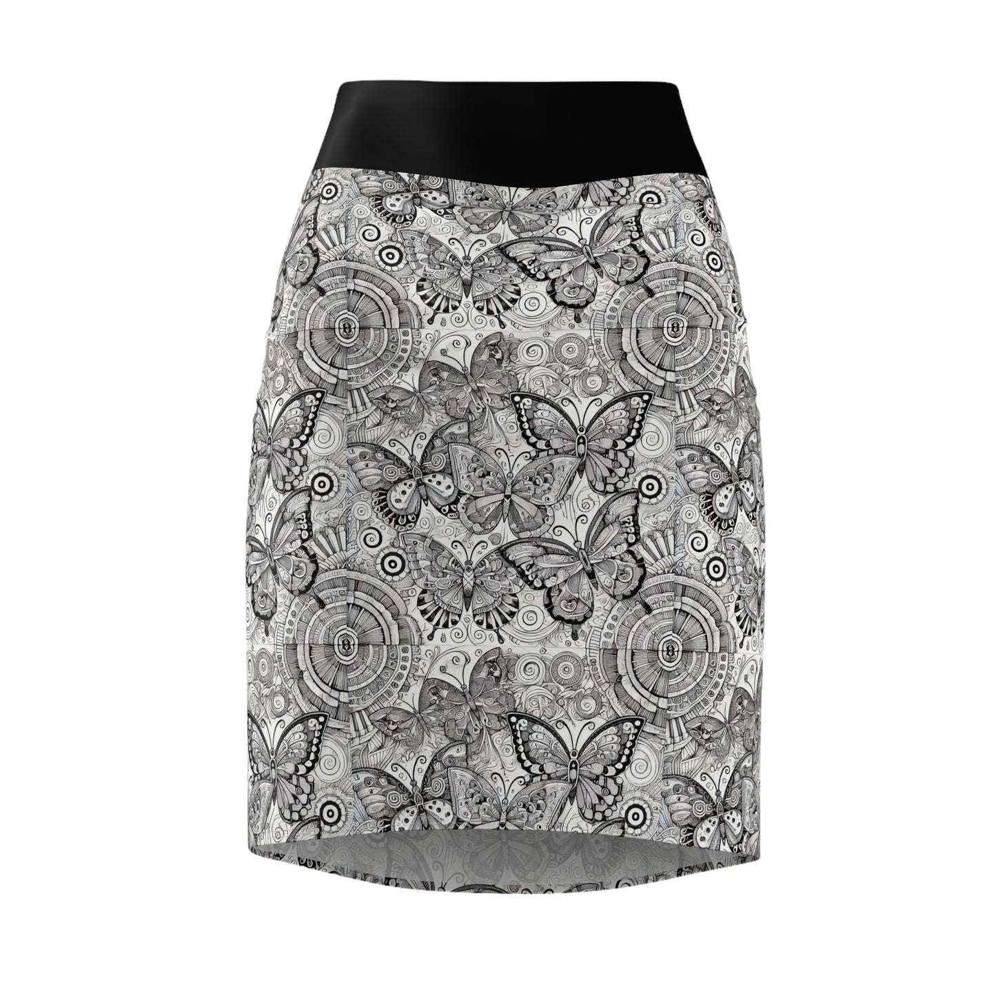 Butterfly Print Women's Pencil Skirt - Elegant & Chic