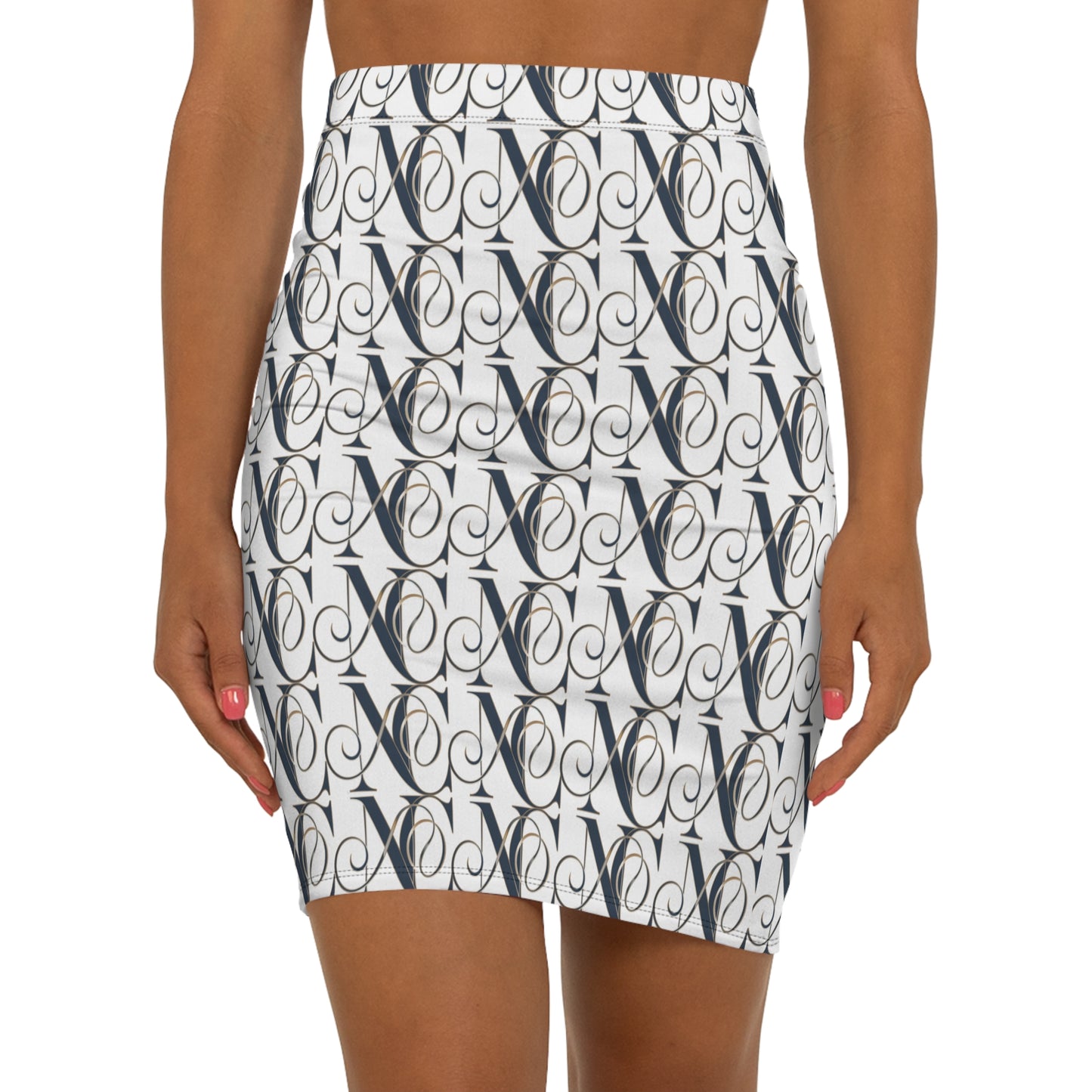 Elegant Women's Mid-Waist Pencil Skirt with Stylish Print