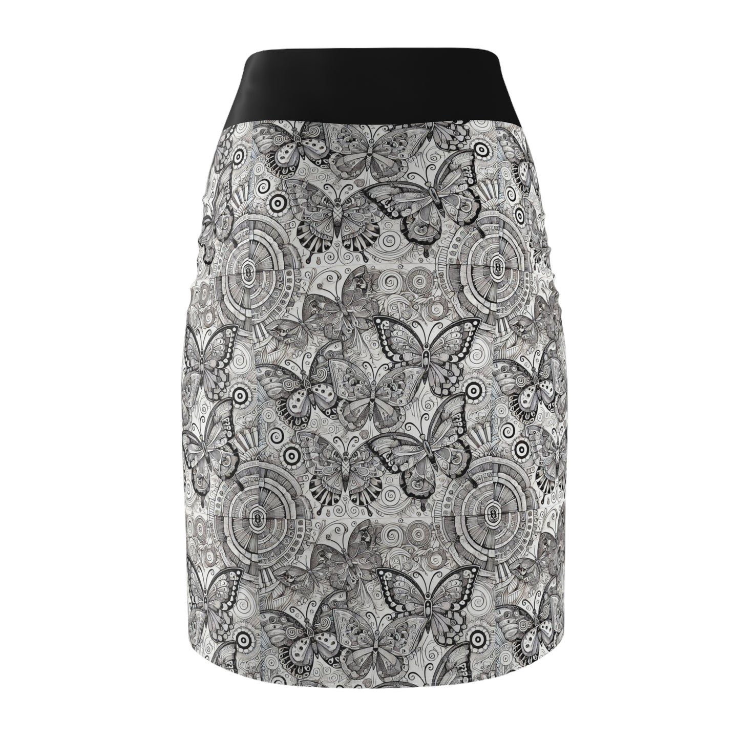 Butterfly Print Women's Pencil Skirt - Elegant & Chic