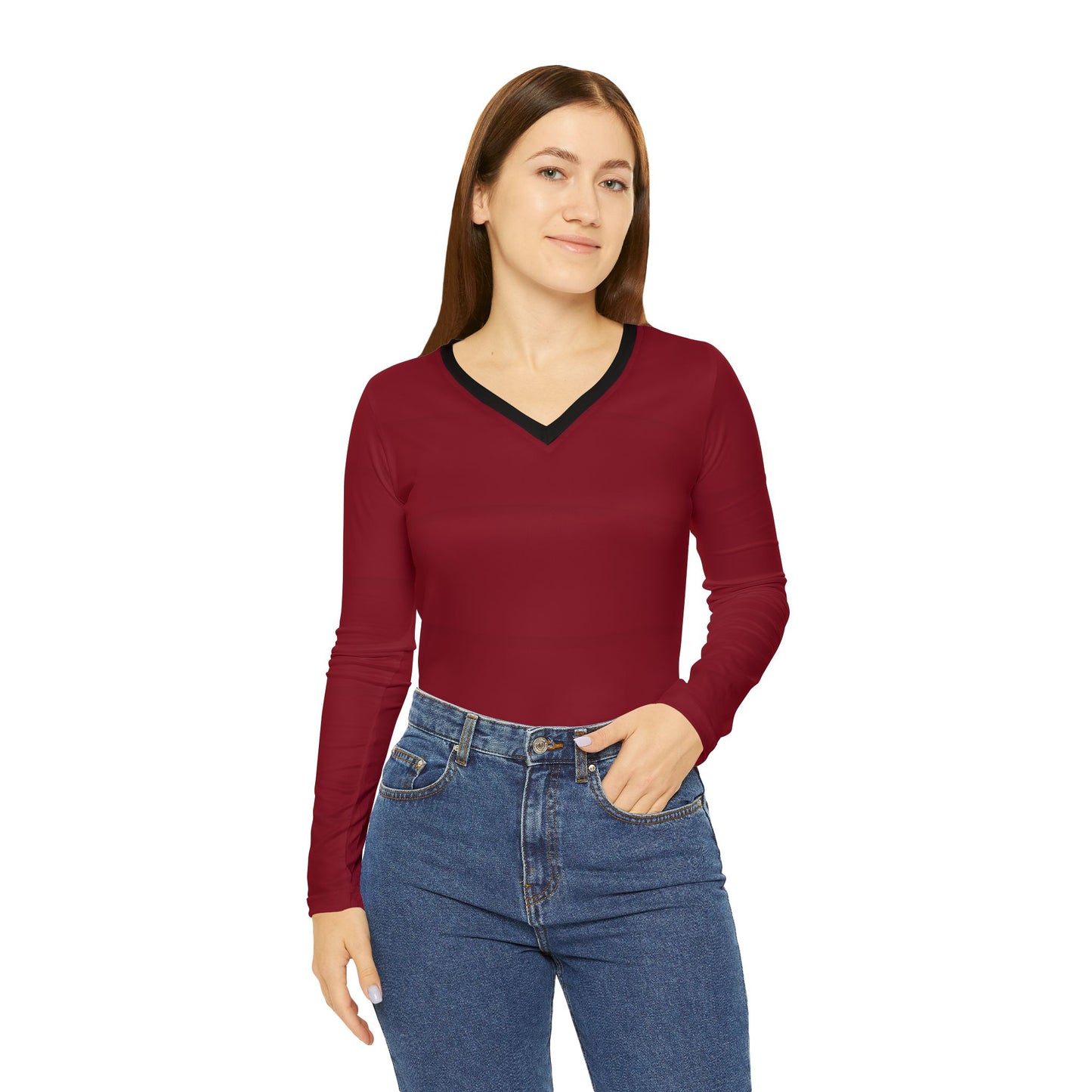 Cozy Women's Long Sleeve V-Neck Shirt - Perfect for Casual Wear & Relaxation