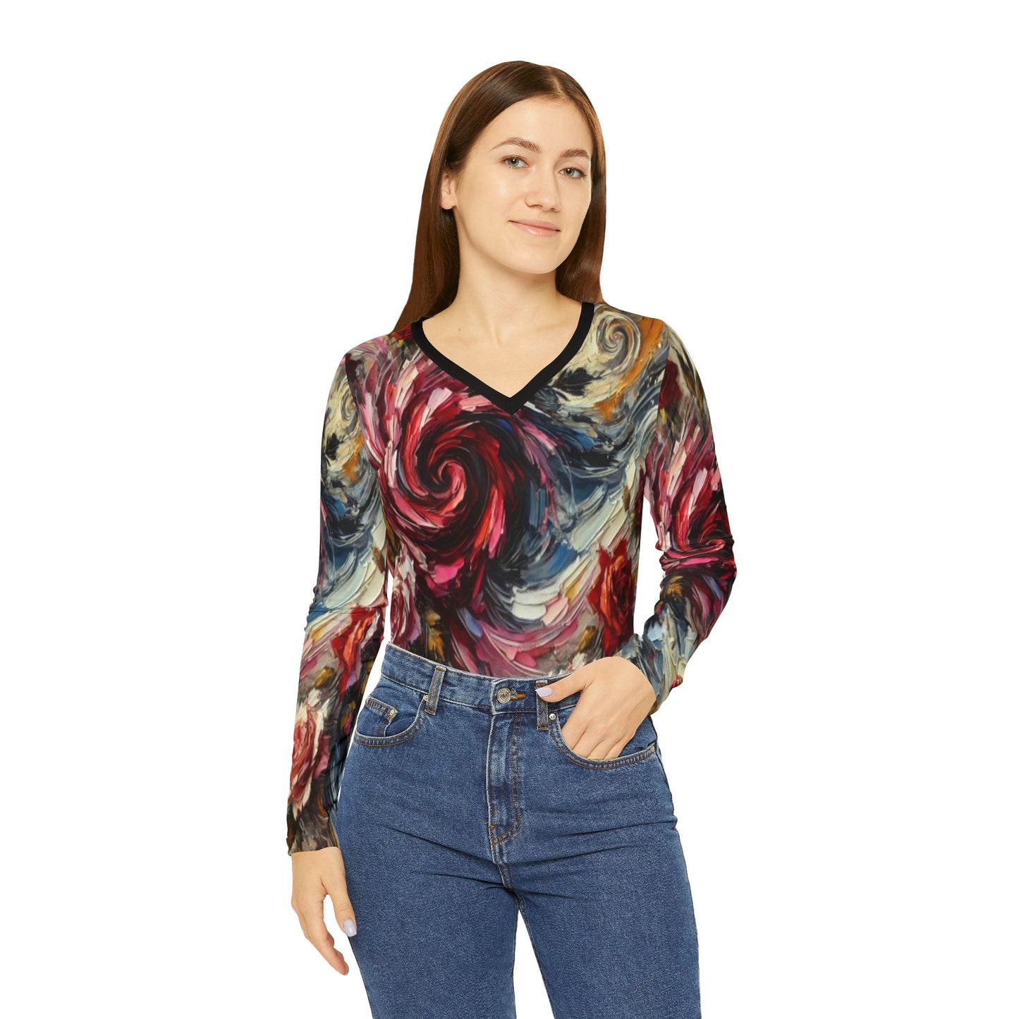 Long Sleeve V-Neck Shirt for Women - Perfect for Everyday Wear and Special Occasions