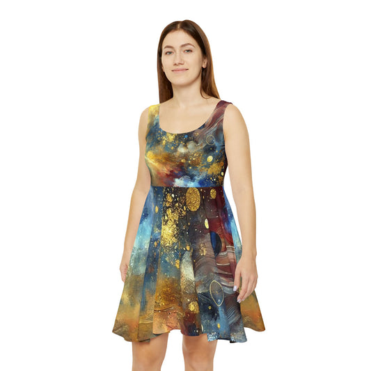 Cosmic Whirl Women’s Skater Dress | Colorful Galaxy Print