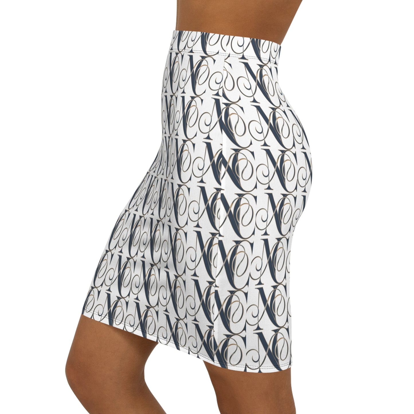 Elegant Women's Mid-Waist Pencil Skirt with Stylish Print