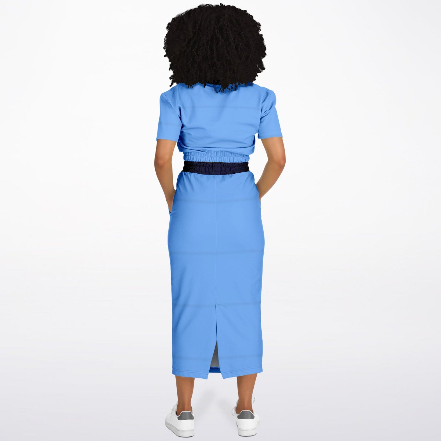 Fashion Cropped Short Sleeve Sweatshirt and Long Pocket Skirt Set