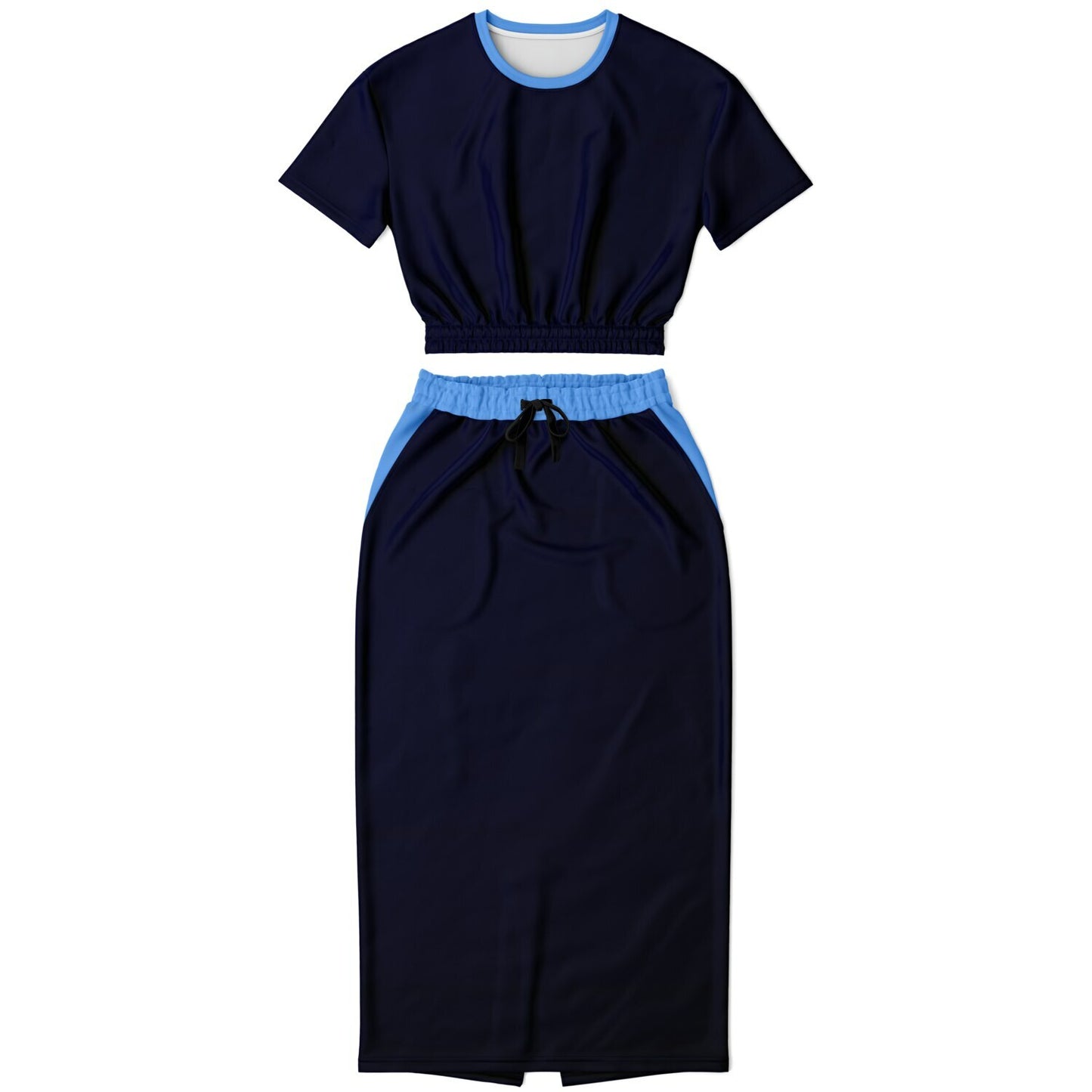 Fashion Cropped Short Sleeve Sweatshirt and Long Pocket Skirt Set